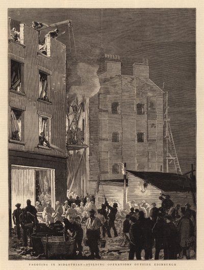 Fagoting nel Midlothian, operazioni di costruzione fuori Edimburgo da Joseph Nash
